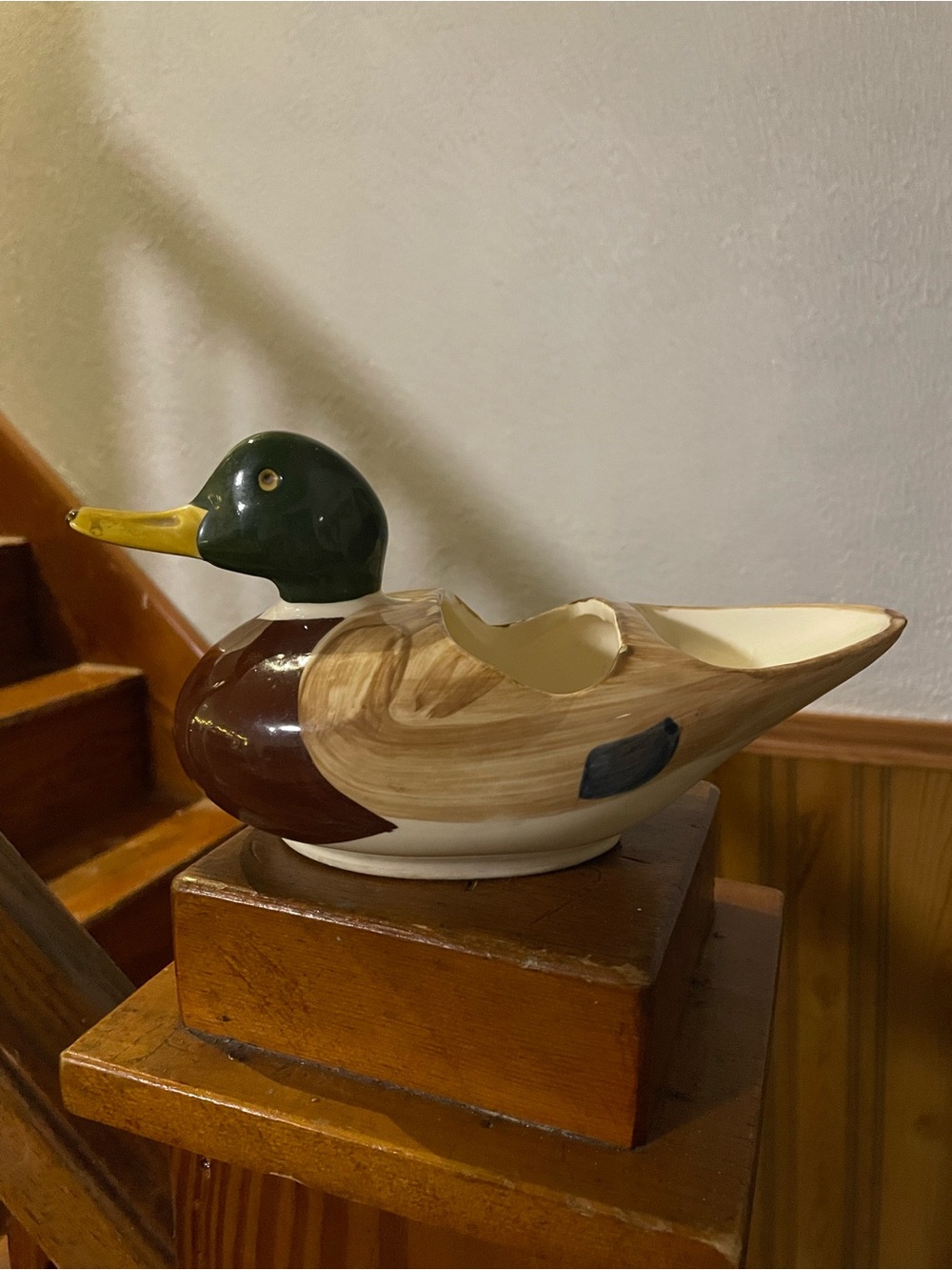 Vintage Ceramic Mallard Duck Planter Trinket Dish Home Decor Unique Cottagecore